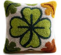 Taxpy Trèfle À Quatre Feuilles Crochet De Verrouillage Diy Broderie,Loquet Crochet Complet Housse De Coussin,Kit Fabrication Taie D'Oreiller Coussins Tapis,Motif Coloré,43X43Cm