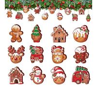 TAXTYHRE 24 Pièces Décoration de Noël en Bois, Pendentifs de Sapin de Noël, Bois Pendentifs Decoration, Pendentif en Pain d'épices du Noel Mignon, pour Décorations de Noel, Bricolage Artisanat