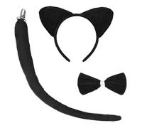 TAXTYHRE 3 Pièces Chat Cosplay Set, Déguisement Chat Fille, Bandeau Oreilles Chat, Queue de Chat et Nœud Papillon, Deguisement Chat Noir, pour Fille Cosplay Halloween Carnaval Fête