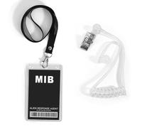 TAXTYHRE Accessoires d'agents, Jouet Écouteur Espion, Carte d'identité Noire, avec Cordon, Accessoires de Costume d'Espion, Pour Fête d'halloween Carnaval Cosplay