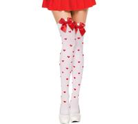 TAXTYHRE Chaussettes Hautes Femme avec Nœud Papillon, Bas Femme avec Noeud, Bas Avec Nœuds en Satin, Chaussettes Haute pour Cosplay Halloween Saint-Valentin (A)