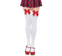 TAXTYHRE Chaussettes Hautes Femme avec Nœud Papillon, Bas Femme avec Noeud, Bas Avec Nœuds en Satin, Chaussettes Haute pour Cosplay Halloween Saint-Valentin (B)