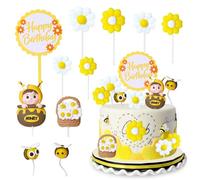 TAXTYHRE Decoration Gateau Abeilles, 11 Pièces Abeille Cake Topper, Abeille Anniversaire Cake Topper, Marguerite Decoration Gateau Anniversaire pour Fêtes d'anniversaire, pour Fêtes Thème Abeilles