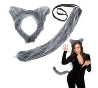TAXTYHRE Ensemble de Costumes de Loup, Serre-tête Oreilles de Loup et Queue, Accessoires Déguisement de Loups Garous pour Enfant Adultes, Costume de Animal pour Halloween Carnaval Fête