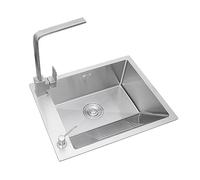 TAXXII Bac à lessive pour Usage intérieur/extérieur Commercial, évier en Acier Inoxydable 304 à Double Montage, cuve Unique Profonde, avec Accessoires (50 x 45 cm / 19,6 x 17,7 po, robine
