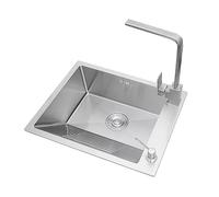 TAXXII Bac à lessive pour Usage intérieur/extérieur Commercial, évier en Acier Inoxydable 304 à Double Installation, cuve Unique Profonde avec Accessoires (55 x 45 cm / 21,6 x 17,7 po, ro