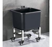 TAXXII Chariot Utilitaire avec évier et Porte-serpillères - Noir, Plastique PP, Roues, verrouillable, Multi-Usage, Drainage Optimal, intérieur (Dimensions : 40 x 40 x 50,5 cm (16 x 16 x 2