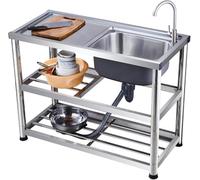 TAXXII Évier de Cuisine à Une cuve, évier extérieur autoportant, évier de Bar/Restaurant Commercial, avec Planche à découper, bac à lessive/Station de préparation Utilitaire, Acier inoxyd