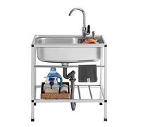 TAXXII Évier de Cuisine autoportant en Acier Inoxydable à Une cuve - Lavabo Utilitaire Durable avec Robinet, pour l'intérieur et l'extérieur, Garage, buanderie/cellier