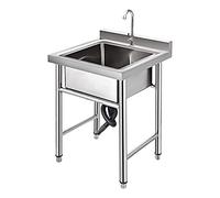 TAXXII Évier de Cuisine autoportant - Évier en Acier Inoxydable, Ensemble Bar/Restaurant Professionnel avec Robinet et égouttoir, bac à Linge Gain de Place, bac Utilitaire Simple pour