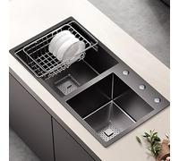 TAXXII Évier de Cuisine encastrable en Acier Inoxydable avec bac de rétention, Couvercle Anti-poussière et Panier (sans Robinet) (8843)