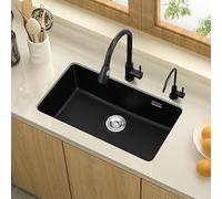 TAXXII Évier de Cuisine Multifonction Simple en Pierre de Quartz avec Poste de Travail, Robinet d'angle, Robinet extractible et Filtre à Eau (6045)