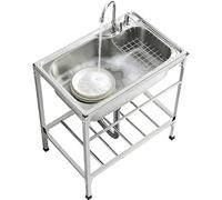 TAXXII Évier de Jardin extérieur en Acier Inoxydable avec Support et Robinet intégrés, Robuste, à Une cuve, avec étagère de Rangement pour terrasse, Garage, buanderie ou Cuisine.