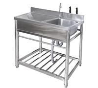 TAXXII Évier de Restauration Professionnel en Acier Inoxydable à Une cuve avec Robinet et égouttoir à Droite, étagère de Rangement, Plan de Travail pour Cuisine, Restaurant, Garage, buand