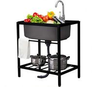 TAXXII Évier d'extérieur autoportant en Acier Inoxydable avec Robinet et étagère de Rangement, Robuste, à Une cuve, idéal pour Le Jardin, la terrasse, Le Garage, la buanderie ou la cuisin