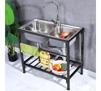 TAXXII Évier d'extérieur autoportant en Acier Inoxydable avec Robinet et étagère de Rangement, Robuste, à Une cuve, idéal pour Le Jardin, la terrasse, Le Garage, la buanderie ou la cuisin