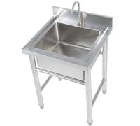 TAXXII Évier extérieur autoportant avec Robinet, évier de Travail en Acier Inoxydable, cuve Unique pour Cuisine, Bassin Utilitaire étanche pour l'intérieur et l'extérieur, Facile à nettoy