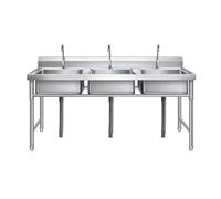 TAXXII Évier Utilitaire à 3 Compartiments en Acier Inoxydable, évier de Cuisine autoportant à Trois cuves, Bassin Commercial pour Garage extérieur, Restaurant (100 x 50 cm / 39,3 x 19,6 p