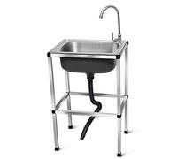 TAXXII Évier Utilitaire à cuve Unique en Acier Inoxydable à 1 Compartiment pour Cuisine Commerciale, sur Pied, avec bac à lessive (48 x 35 x 75 cm / 18,8 x 13,7 x 29,5 po)