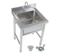 TAXXII Évier Utilitaire autoportant à Une cuve en Acier Inoxydable, Ensemble de Cuisine Commerciale d'extérieur avec Robinet et bonde pour buanderie, Garage ou Jardin.