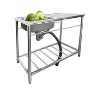 TAXXII Évier Utilitaire autoportant en Acier Inoxydable pour l'extérieur, bac à lessive, Station de Lavage à Une cuve, évier Multifonction avec étagères de Rangement pour Garage, restaura