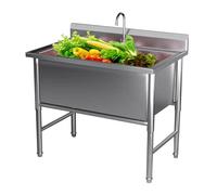 TAXXII Évier Utilitaire sur Pied à Une cuve, évier de Cuisine, bac à lessive Commercial pour Restaurant, lavabo (120 x 60 x 80 cm / 47,2 x 23,6 x 31,4 Pouces)