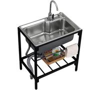TAXXII Évier Utilitaire sur Pied avec Support, cuve en Acier Inoxydable 304, Robinet, Montage Rapide pour Cuisine, buanderie, Jardin ou Garage.