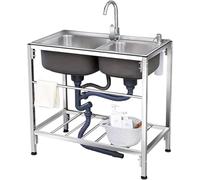 TAXXII Évier Utilitaire sur Pied avec Support, cuve en Acier Inoxydable 304, Robinet, Montage Rapide pour Cuisine, buanderie, Jardin ou Garage.