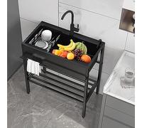 TAXXII Éviers de Cuisine, évier en Acier Inoxydable Noir, éviers de buanderie et de pièce Utilitaire, évier Portable pour se Laver Les Mains, évier extérieur, évier sur Pied, éviers comme