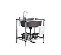 TAXXII Lavabo Utilitaire à 1 Compartiment, évier de Garage Commercial, évier Industriel autoportant d'intérieur, évier de buanderie extérieur, évier de Cuisine en Acier Inoxydable, établi