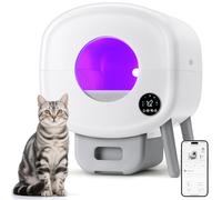 TAYACICY Litière autonettoyante de grande capacité pour chats avec contrôle par application et protection de sécurité, 2 rouleaux de sacs à litière, blanc