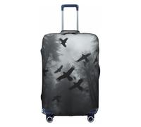 TAyang Housse de protection imperméable et résistante à la poussière pour valises de 45,7 à 81,3 cm Motif corbeau Noir, blanc, L
