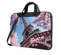 TAyang Sac à bandoulière fin pour ordinateur portable de 13 à 15,6 pouces imprimé Tour Eiffel Paris peinture à l'huile | Joli sac à bandoulière pour femmes hommes travail collège, Noir , 15.6 inch