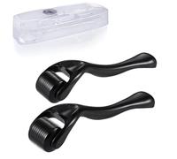 TayBong Lot de 2 rouleaux Derma Roller de croissance des poils pour homme 0,5 mm et 1 mm, 540 micro-aiguilles en titane pour homme et femme pour stimuler la croissance des poils du visage et de la