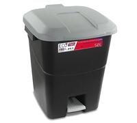 Tayg 430008 Poubelle à pédale, base noire et couvercle gris, 50 litres