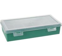 Tayg Boîte d'assortiment, 7 compartiments fixes, couvercle transparent, empilable, 240 x 140 x 54 mm, vert