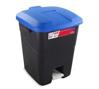 Tayg Couvercle bleu Poubelle 50 litres avec pédale, base noire