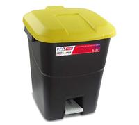 Tayg Couvercle jaune Poubelle 50 litres avec pédale, base noire (430015)