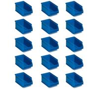 Tayg Lot de 15 paniers en plastique empilables n°52 - Organiseur à vis, tiroir, boîte de rangement, bacs en plastique rectangulaires, 23,6 x 16 x 13 cm