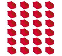 Tayg Lot de 24 tiroirs en plastique empilable n. 51 - Organisateur pour vis, tiroirs, boîte de stockage, bacs en plastique rectangulaires, 17 x 10 x 8 cm, couleur : rouge
