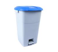 Tayg poubelle de 60 litres avec pédale, base grise et couvercle bleu
