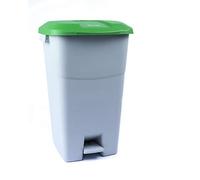 Tayg poubelle de 60 litres avec pédale, base grise et couvercle vert