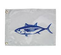 Taylor Made Fisherman's Catch - Drapeau de bateau blanc au thon blanc, 30,5 x 45,7 cm, nylon hydrofuge 200 deniers, tissu sérigraphié, décoratif pour marine, bateau, port de plaisance, décoration de