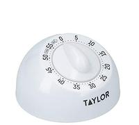 Minuteur de cuisine classique Taylor avec minuterie de 60 minutes par intervalles d'une minute, sonnerie forte, plastique durable, utilisé par les chefs professionnels, blanc, 8 x 8 x 5 cm, 1 pièce