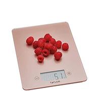 Taylor Pro Balances de Cuisine Numériques avec Design Ultra Fin, Compactes Standard Professionnel, Fonction Tare avec Précision, Or Rose et verre, 5 kg / 11 lbs de Capacité