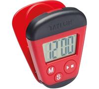 Taylor Pro Kitchen Clip Timer, Minuteur de cuisine numérique avec mémo clip e aimant, plastique, rouge et noir, 4 x 5,5 x 7cm, 60 grammes