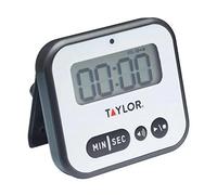 Taylor Pro - Minuteur de Cuisine Numérique avec Alarme Extra Forte et Voyant d'Alerte, Compte à rebours, Dos Magnétique, Plastique, Blanc/Noir, 5 x 8,5 x 7,5 cm