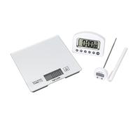 Taylor Pro Set de 3 pièces de mesure de cuisine avec balance numérique hygiénique, thermomètre à lecture instantanée et minuteur Blanc