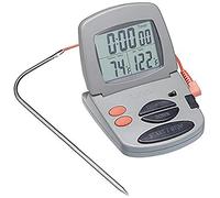 Taylor Pro Thermomètre à Viande au Four Numérique, Sonde de Cuisson d'Aliments Précise et Multi-Fonctionnelle avec Minuterie de Cuisine Numérique, Garanti 5 Ans, Plastique / Acier Inoxydable Gris