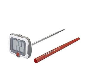 Taylor Pro - Thermomètre à Viande avec Sonde Pivotante, Plastique/Acier Inoxydable, Blanc/Gris, 17 x 2,5 x 5 cm